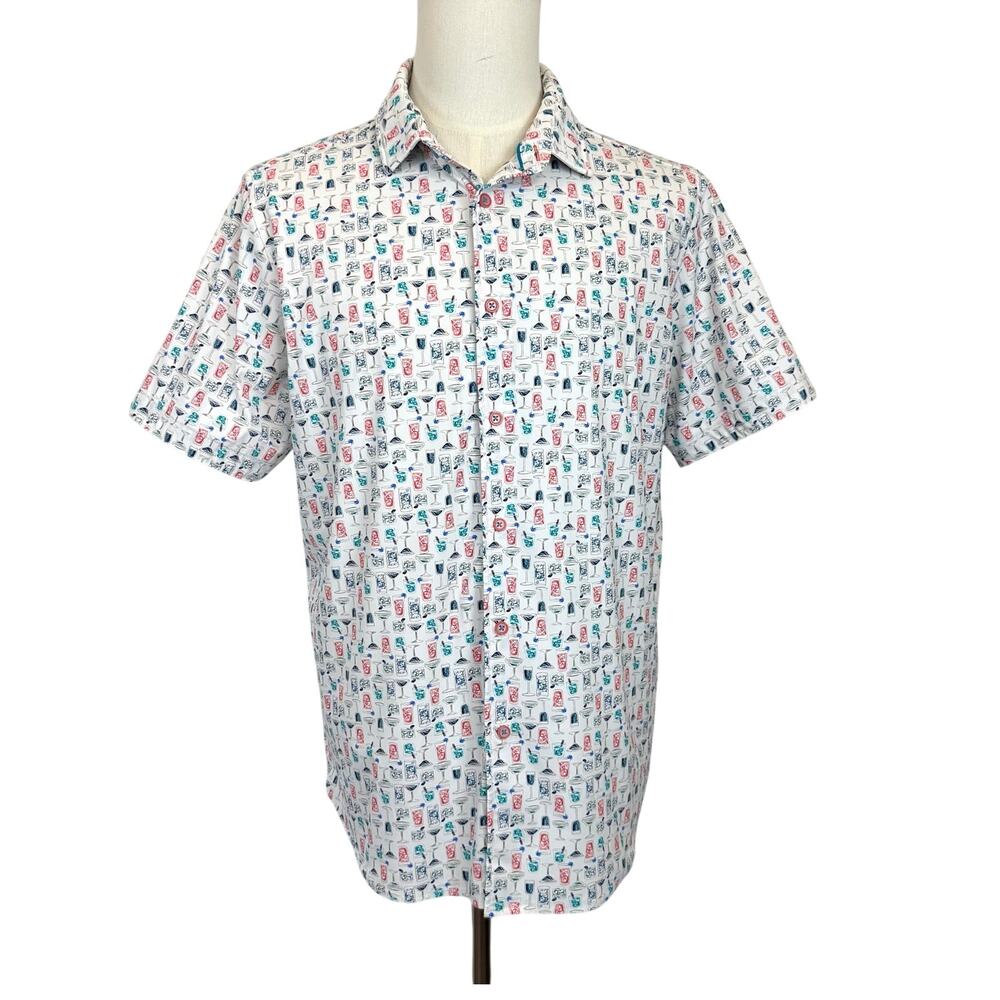 Robert Graham Mix n Match Stretch Short Sleeve Shirt Button-Up White Men's XL